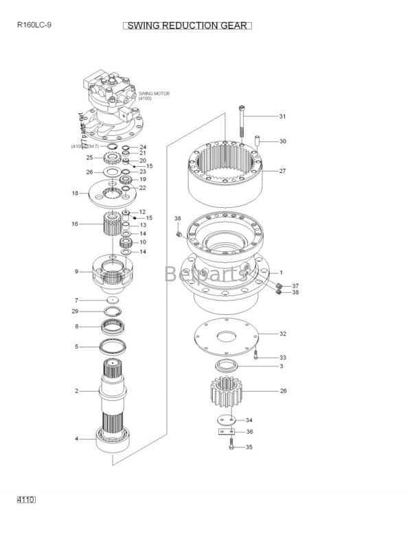 حفارة صغيرة R160LC-9 R210LC-9 تخفيض التأرجح Assy 31Q6-10140 علبة التروس المتأرجحة لشركة Hyundai