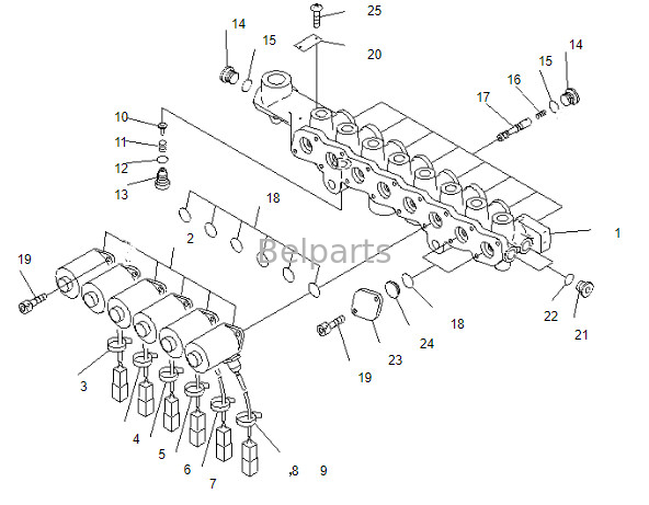 Belparts حفارة الملف اللولبي صمام PC200-7 20Y-60-31211 209-60-77250 لكوماتسو