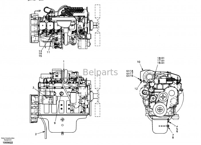 Belparts Excavator Part Engine Assy EC210 D6D مجموعة محرك الديزل SA 1111-00313