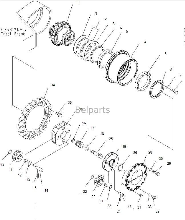 أجزاء حفرة الحفرة محرك السفر Assy لـ Komatsu PC450-8 محرك القيادة النهائي Assy 208-27-00243 208-27-00243 208-27-00312