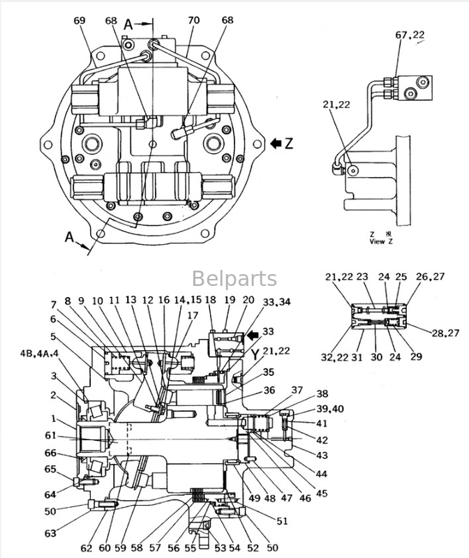 محرك الحفر السفر Assy لـ Komatsu PC650-7 المحرك النهائي Assy 209-60-63502 209-60-63501