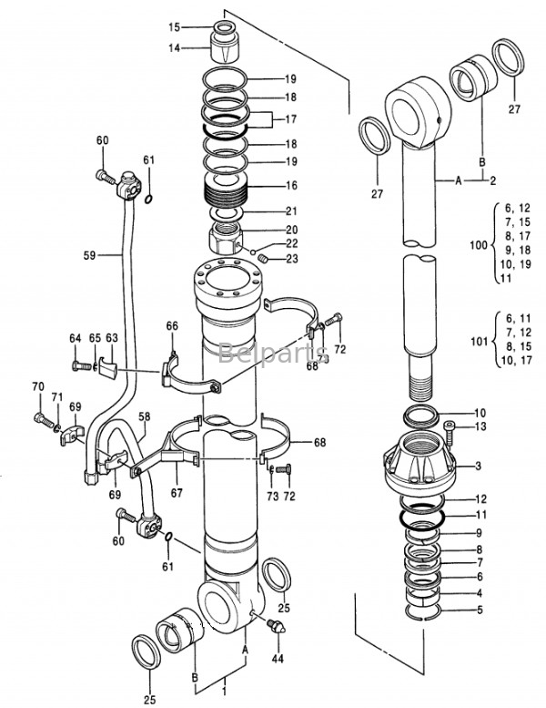 الحفرة EX400-3 EX400LC-3 EX450H-3C EX400-5 EX400LC-5 EX450LC-5 ذراع البوم