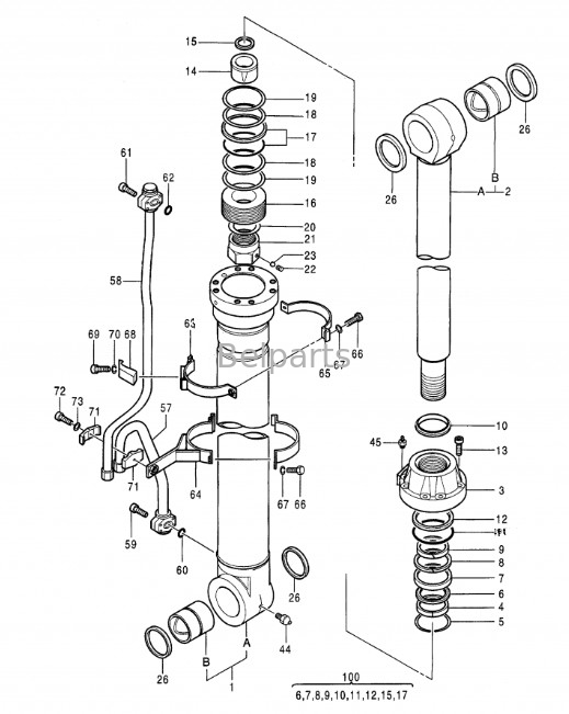 الحفرة الحديدية EX550 EX550-3 EX550LC EX550LC-3 EX550-5 EX550LC-5 ذراع البوم دلو الأسسي لهيتاشي 4309332