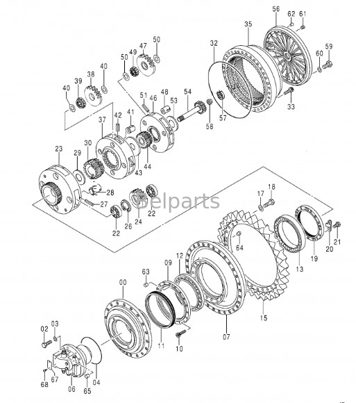 EX1200-6 لشركة هيتاتشي 9270013 أجزاء حفرة حفرة محرك سفر assy 9301479 محرك نهائي Assy