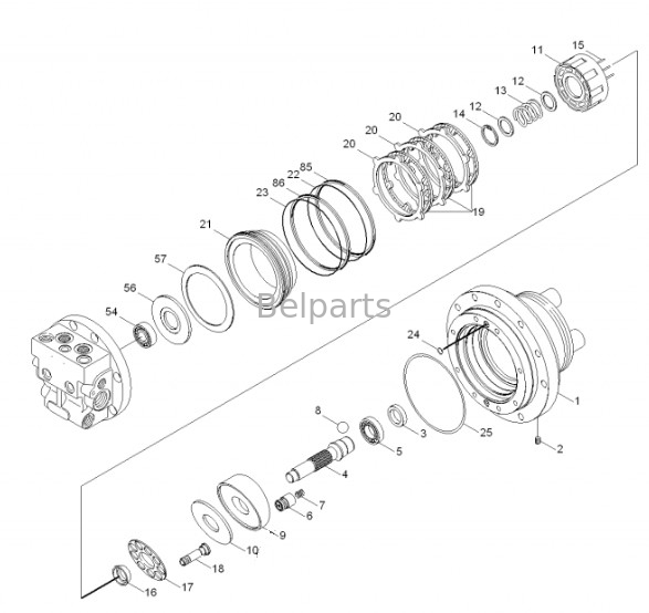 R55-7 R55-7A القيادة النهائية Assy Belparts حفرة محرك السفر Assy 31M8-40010 31M8-40020 لشركة هيونداي