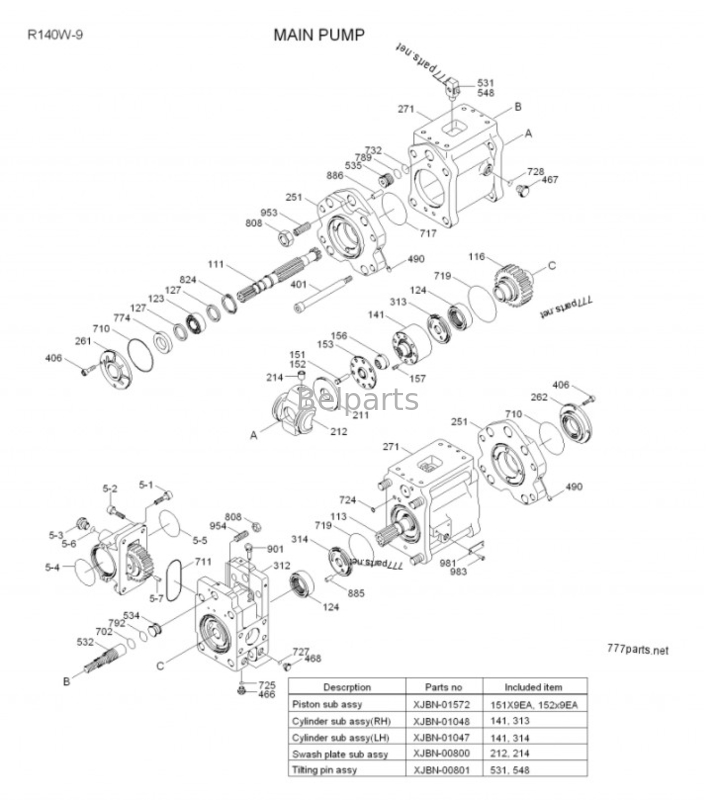 أجزاء الحفرة المضخة الهيدروليكية الرئيسية 31Q4-15020 لهيونداي R150W-9 R140W-9