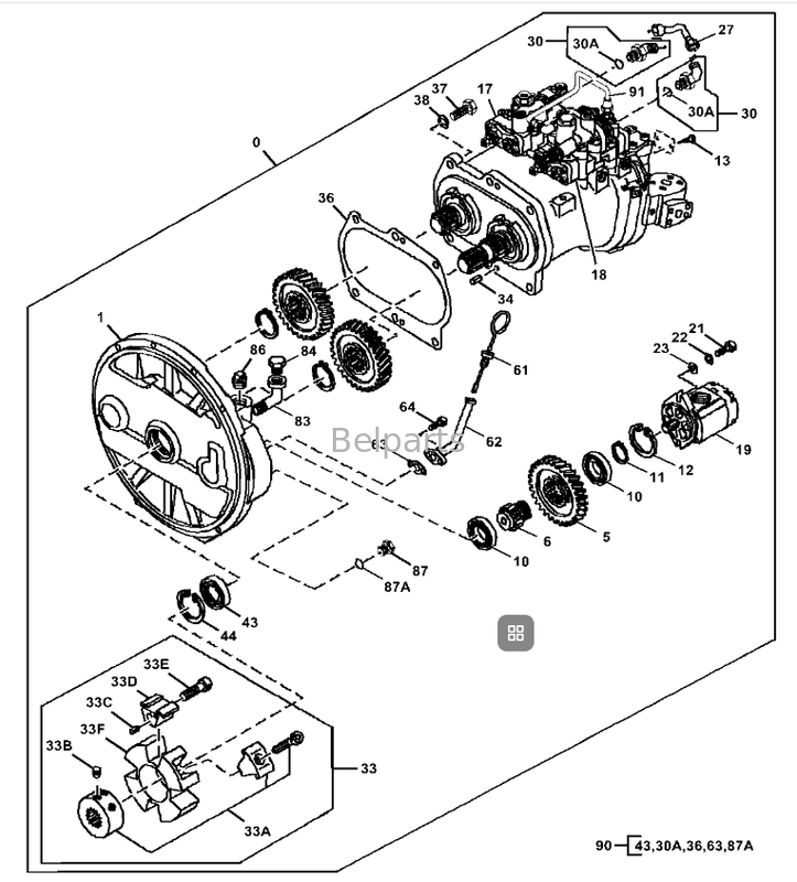 John Dere 200DLC 200D LC المضخة الهيدروليكية الرئيسية 9262320 PG200134 Fit Excavator Parts Belparts