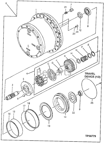 Deere 160LC Final Drive Excavator Part AT183684 AT218124 4359799 4359799EX مخفض محرك السفر الهيدروليكي
