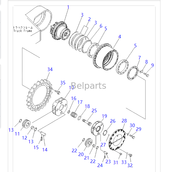 208-27-00311 208-27-00312 المحرك النهائي لكوماتسو PC400-7 PC400-8 PC450-7 PC450-8 LC محرك مسار السفر مع المخفض