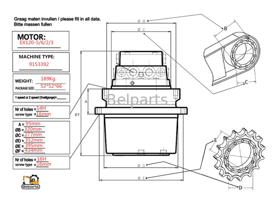 قطع غيار الحفر EX120-5 EX120-6 EX120-2 EX120-3 محرك أقراص نهائي لـ 9150030 هيتاشي