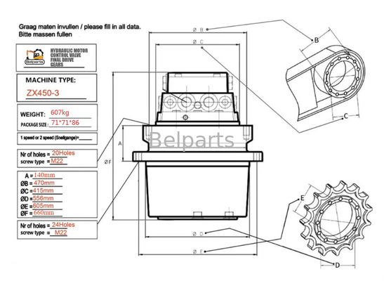 هيتاشي ZX450 ZX480 الحفرة السفر محرك علبة التروس 9186918 9203565 التجميع